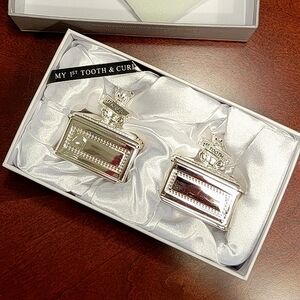 Things Remembered Silver Keepsake Box Set Baby's First Tooth & Curl New